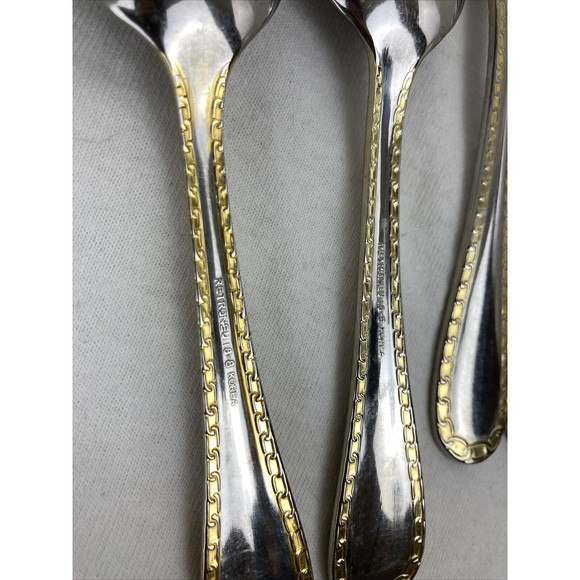 9 Retroneu GOLD ACCENT Chain 6”Spoons 18/8 Korea Stainless Flatware-GreatQuality - Picture 6 of 7